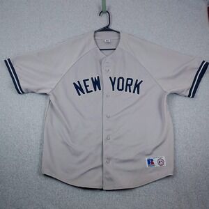 VTG RUSSELL ATHLETIC New York Yankees MLB Baseball Jersey XXL Grey Made in Korea